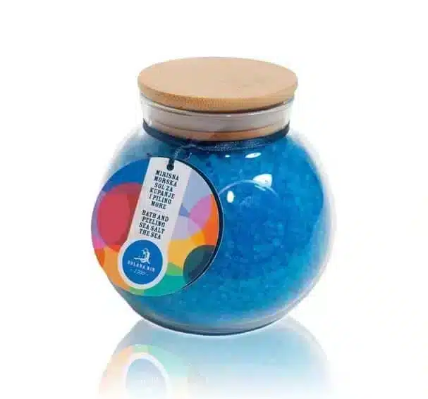 Bad- en peelingzout met geur Zeebries, 600gr grootverpakking voor een ontspannend bad