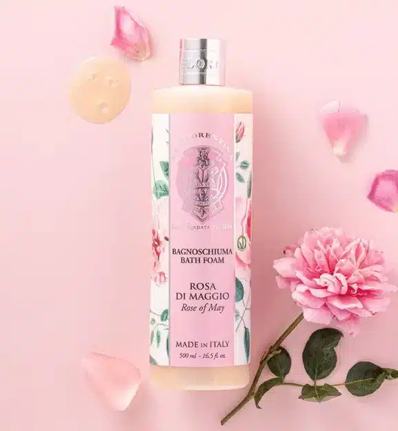 Badschuim 500 ml Meiroos - Rose of May, verzorgend bad met verfijnde rozengeur