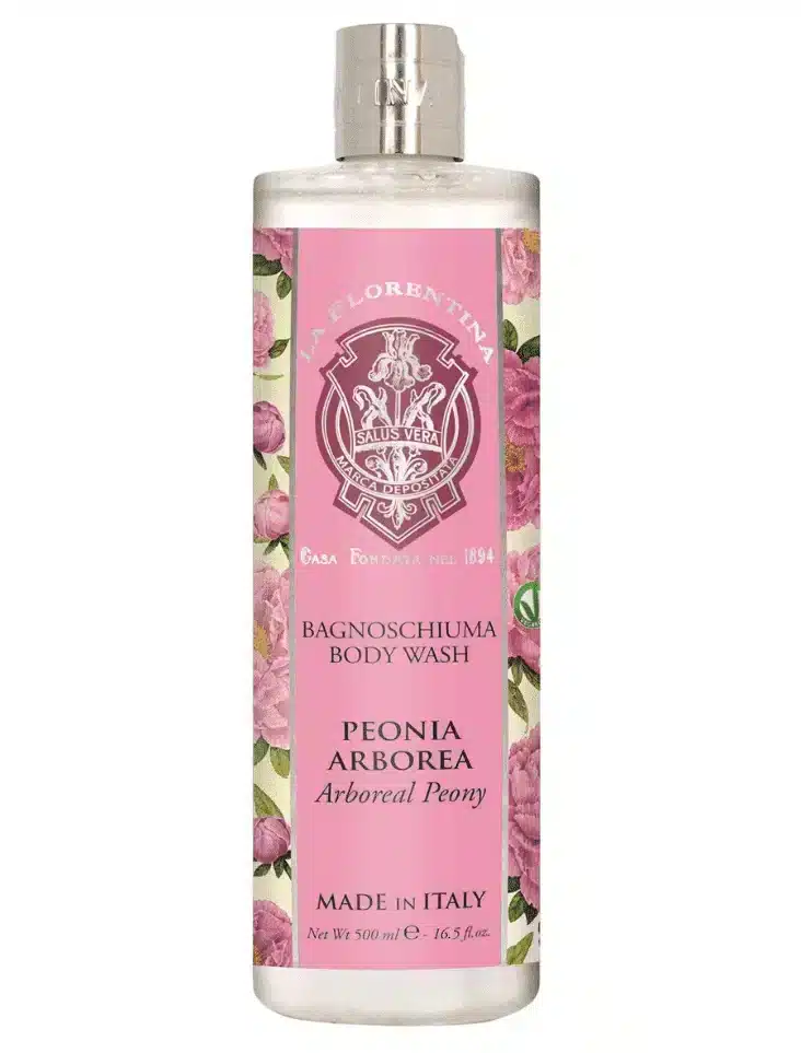 Body wash en badschuim 500 ml Peony Arborea, verzorgend bad met bloemige pioengeur