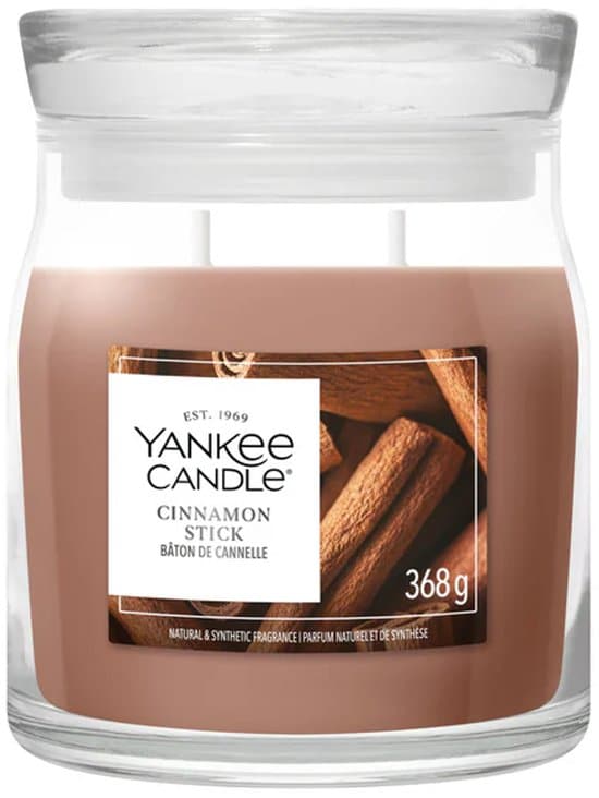 Yankee Candle Cinnamon Stick Signature Medium Jar, bruine geurkaars in middelgroot glazen pot met deksel