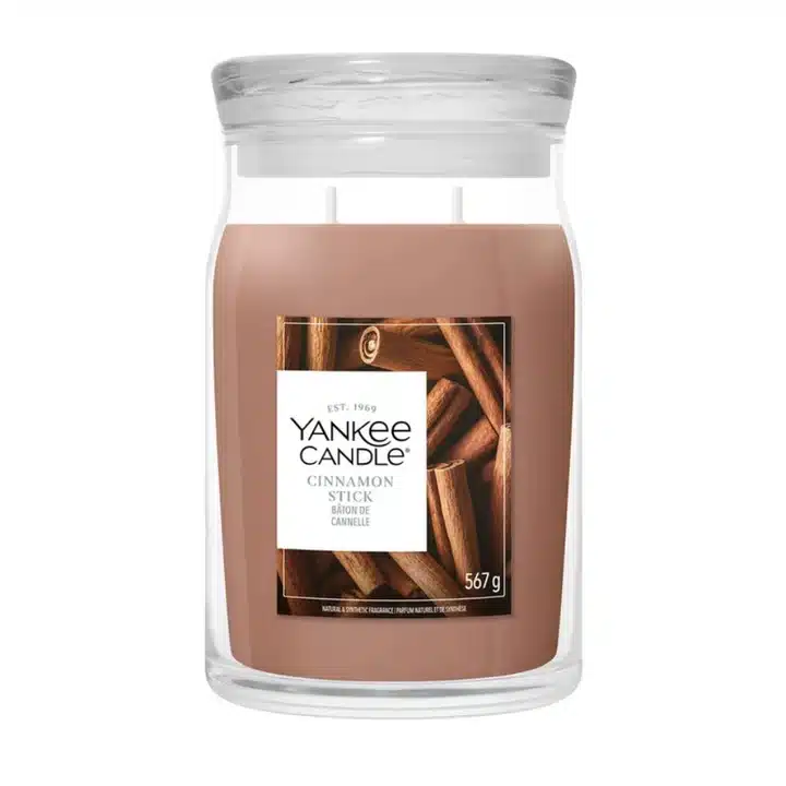 Yankee Candle Cinnamon Stick Signature Large Jar, bruine geurkaars in groot glazen pot met deksel