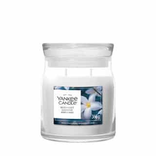 Yankee Candle Midnight Jasmine Signature Medium Jar met jasmijnbloemen op het etiket