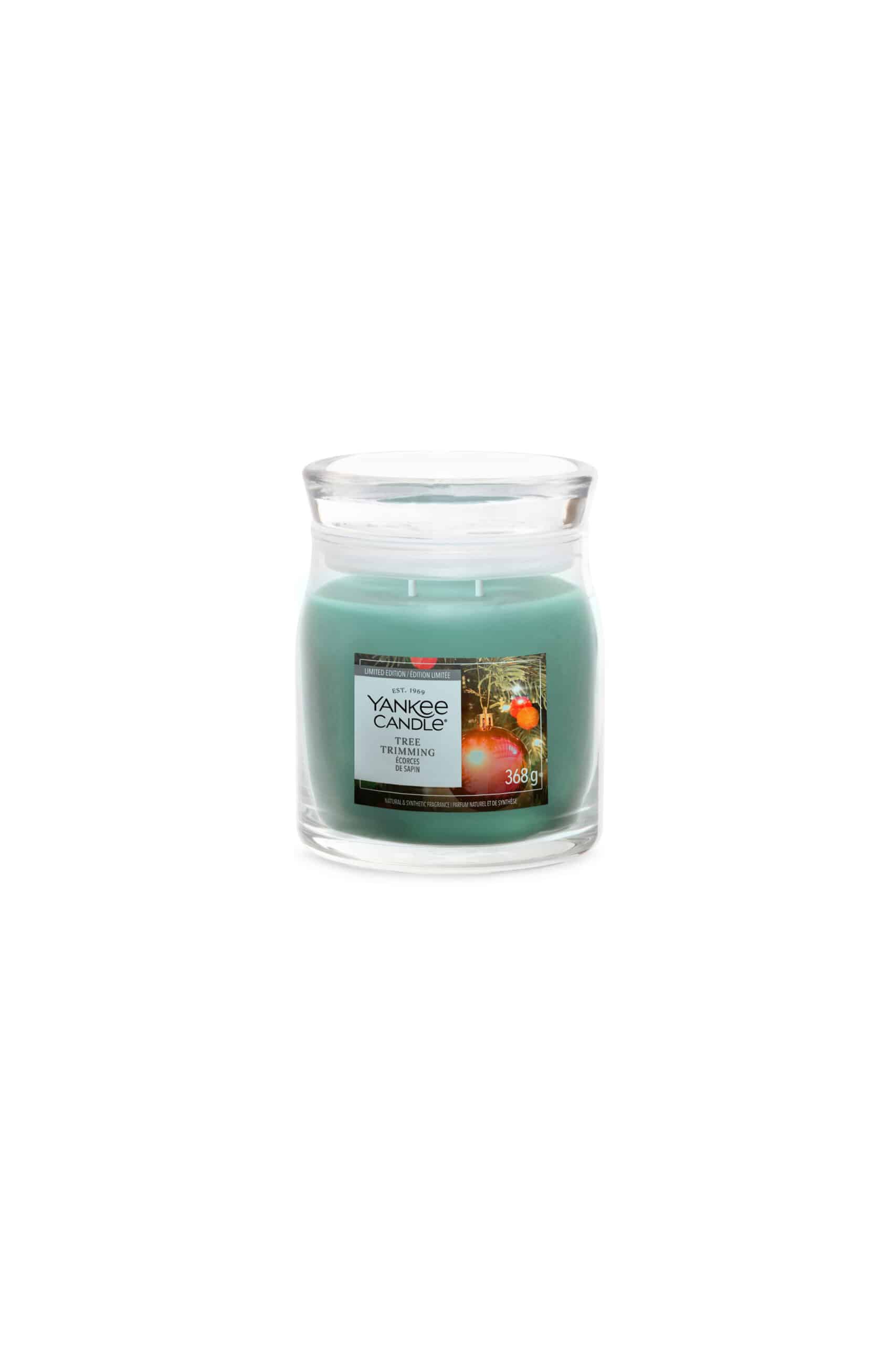 Yankee Candle Tree Trimming Signature Medium Jar, groene geurkaars in middelgroot glazen pot met deksel