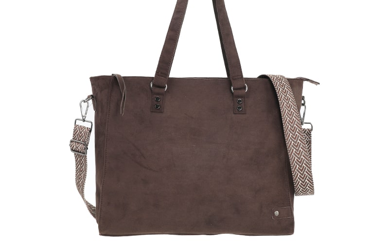 Browny shopper Riga, bruine schooltas met handvatten en gevlochten schouderband